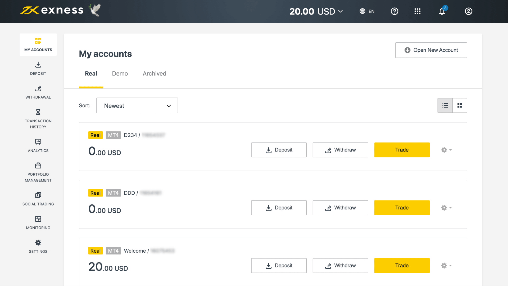 exness How to change from one swap-free level to another