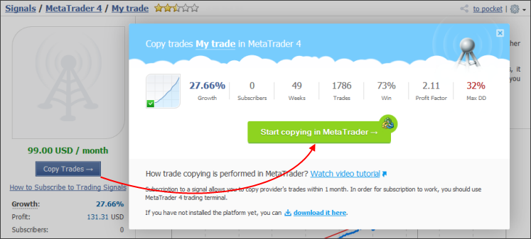 start copying on metatrader4