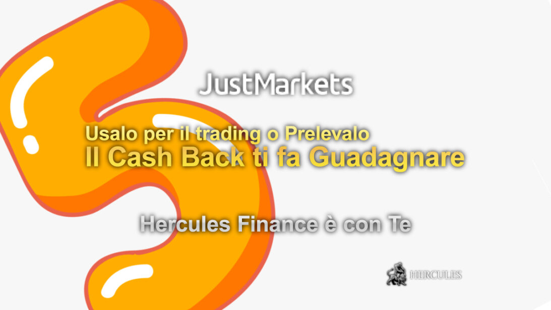 Bonus Cash Back di 5 USD per lotto JustMarkets