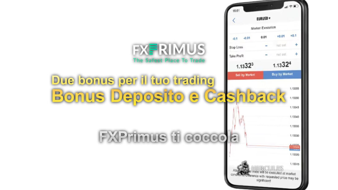 Bonus Deposito 100% e 0.4 pips di Cash Back con FXPrimus