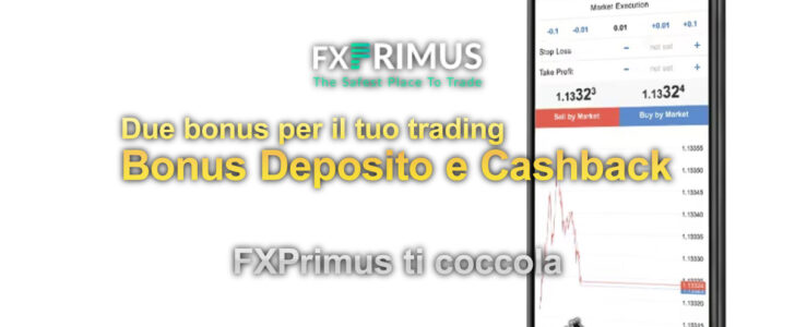 Bonus Deposito 100% e 0.4 pips di Cash Back con FXPrimus