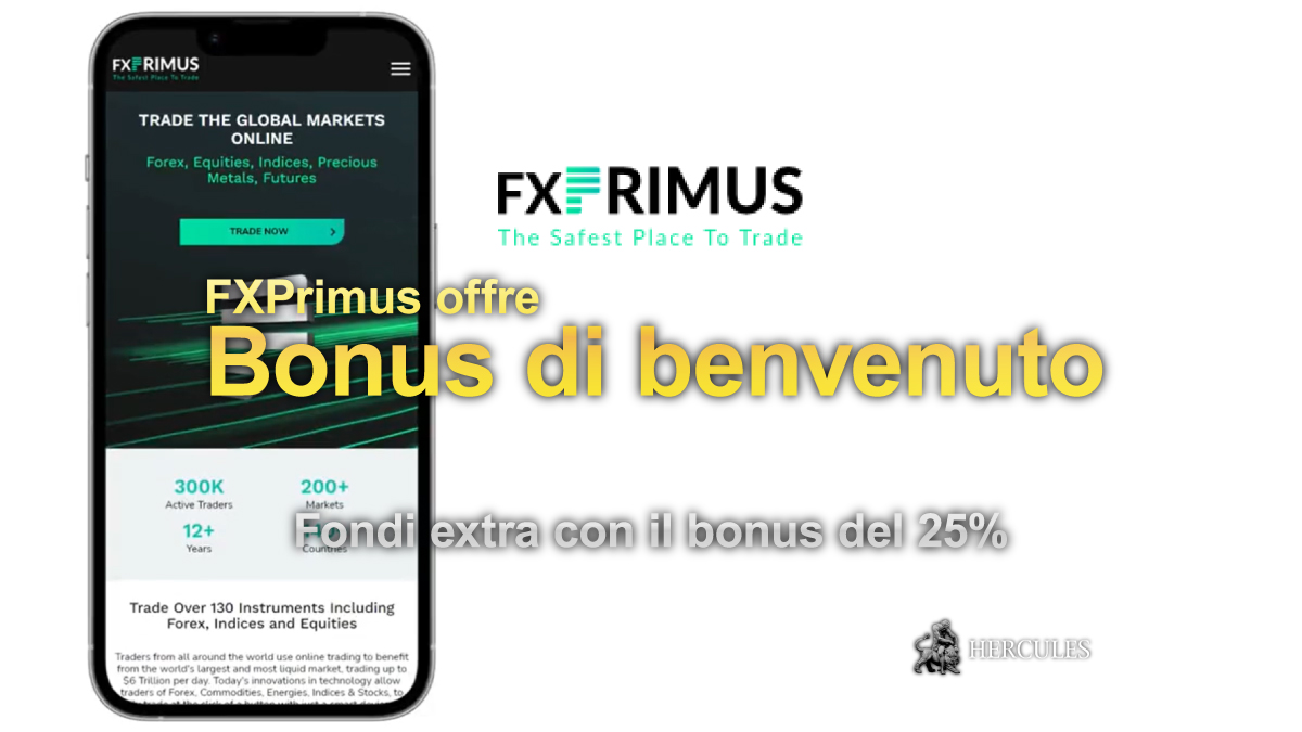 FXPRIMUS - Bonus di benvenuto del 25% FXPrimus