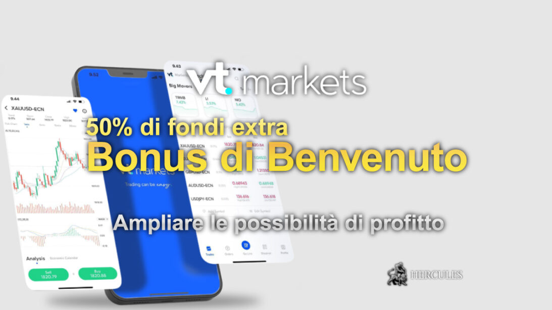 Bonus di benvenuto del 50% VT Markets