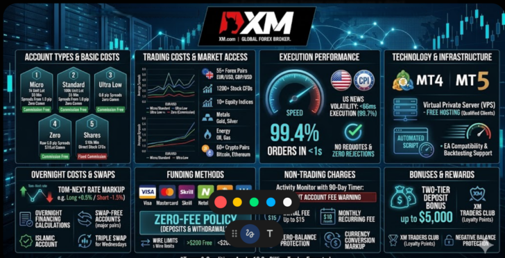 XM Report Spread, Swap Cost, Funding Fees and other Commissions