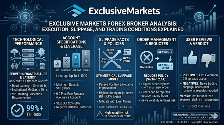 Rapporto ExclusiveMarkets : Velocità di esecuzione, Slippage, Rifiuto ordini/Requote ecc.
