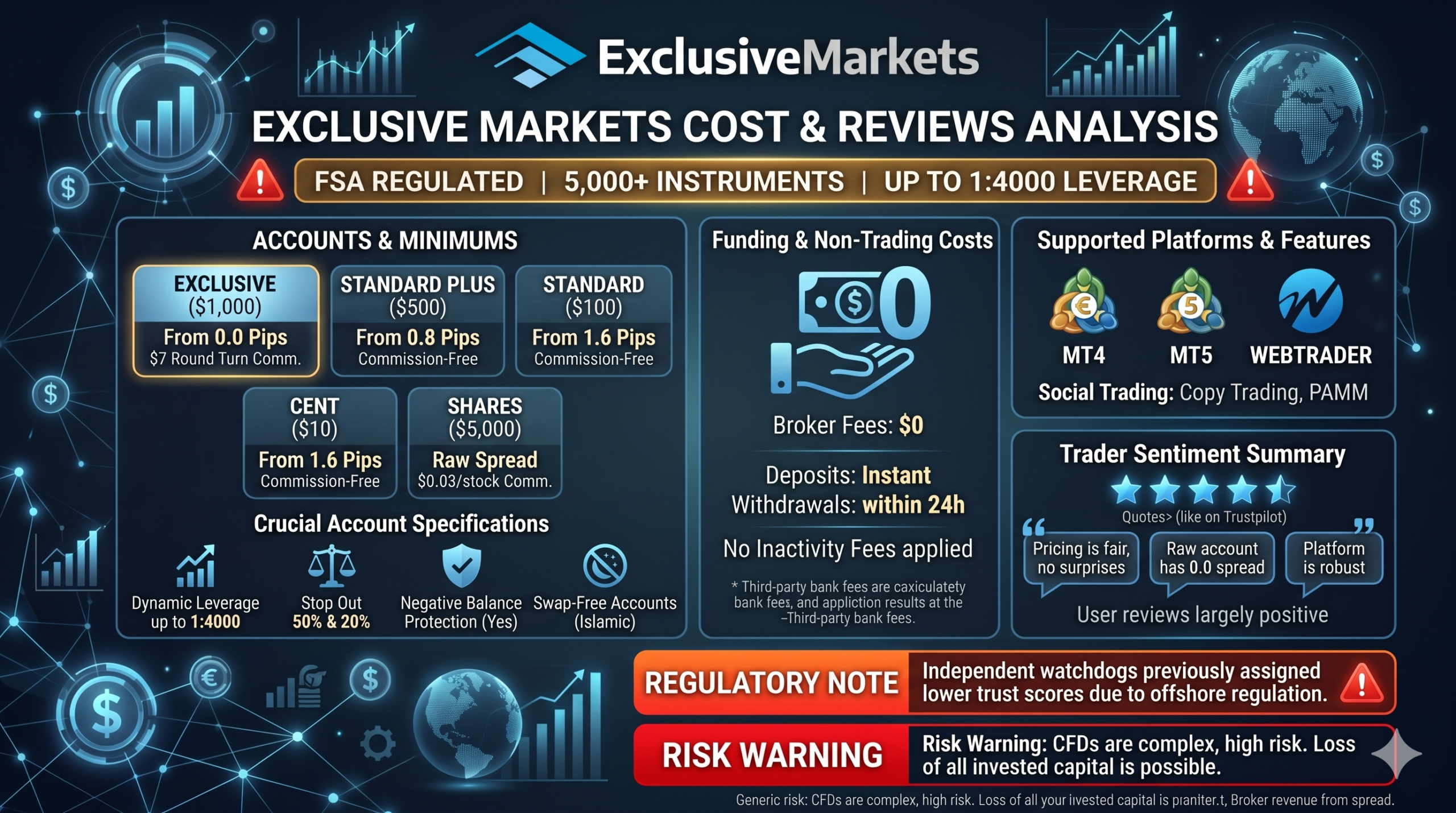 ExclusiveMarkets - Rapporto ExclusiveMarkets Maggio 2026: Spread, Costi Swap, Commissioni di Finanziamento e altre Commissioni